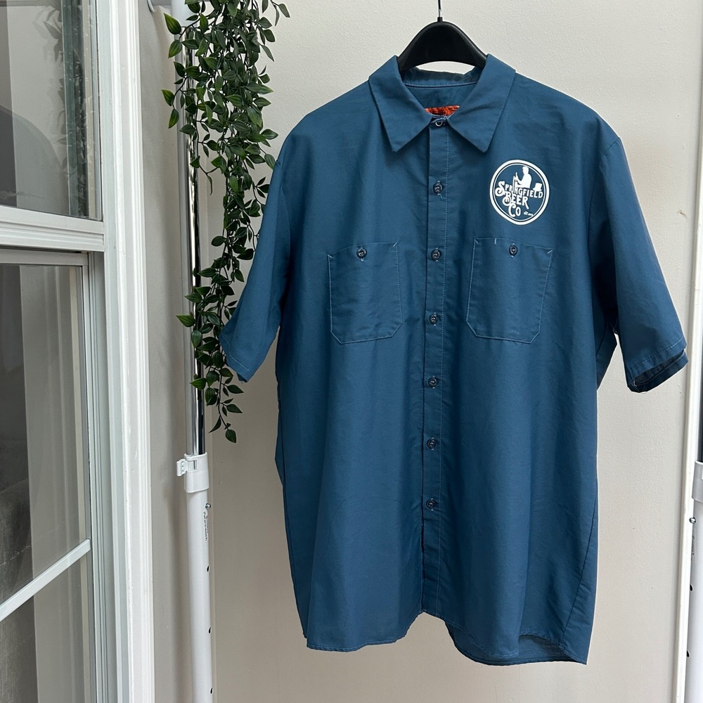 Gently Used Red Kap SP24UBS Springfield Beer Co Blue Work Shirt Mens XL SS